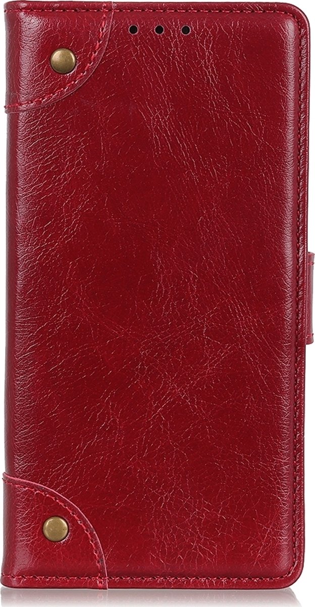Mobigear Telefoonhoesje geschikt voor Motorola One Fusion Plus Hoesje | Mobigear Ranch Bookcase Portemonnee | Pasjeshouder voor 3 Pasjes | Telefoonhoesje voor Pinpas / OV Kaart / Rijbewijs - Bordeaux Rood