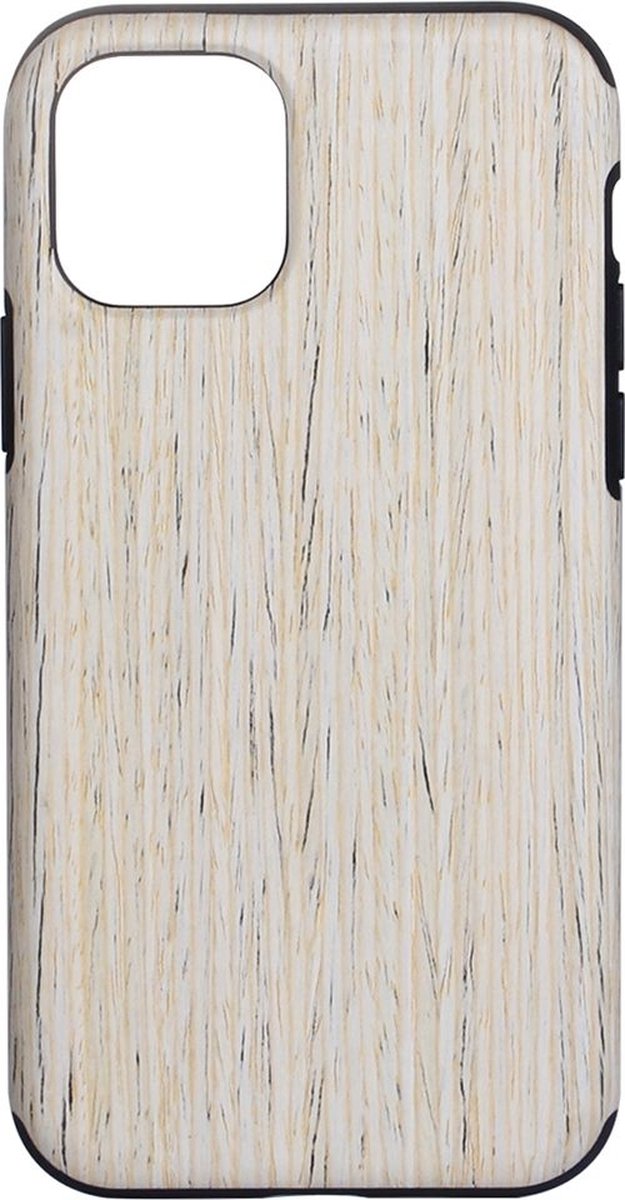 Mobigear Hoesje geschikt voor Apple iPhone 12 Mini Telefoonhoesje Flexibel TPU | Mobigear Nature Backcover | iPhone 12 Mini Case | Back Cover - Nordic Walnut | Wit