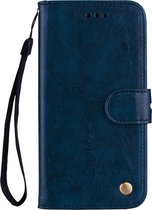 Mobigear Telefoonhoesje geschikt voor Samsung Galaxy A8 (2018) Hoesje | Mobigear Wallet Bookcase Portemonnee | Pasjeshouder voor 2 Pasjes | Telefoonhoesje voor Pinpas / OV Kaart / Rijbewijs - Blauw