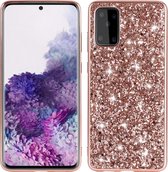 Mobigear Hoesje geschikt voor Samsung Galaxy S20 Telefoonhoesje Hardcase | Mobigear Glitter Backcover | Galaxy S20 Case | Back Cover - Roségoud
