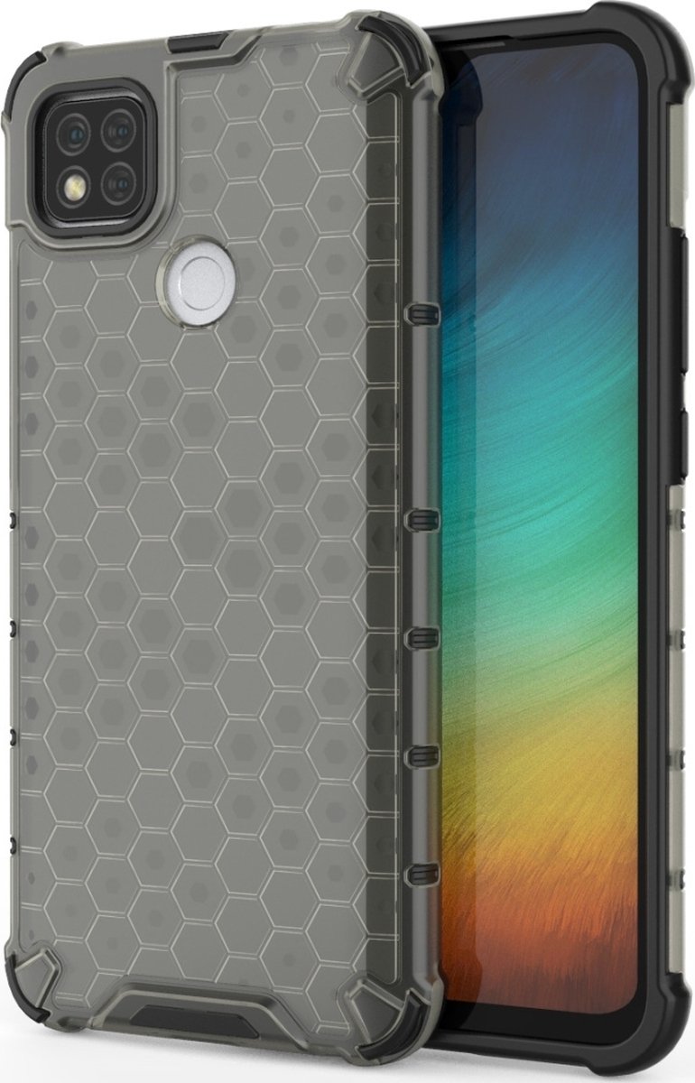 Mobigear Hoesje geschikt voor Xiaomi Redmi 9C Telefoonhoesje Hardcase | Mobigear Honeycomb Backcover Shockproof | Schokbestendig Redmi 9C Telefoonhoesje | Anti Shock Proof - Grijs