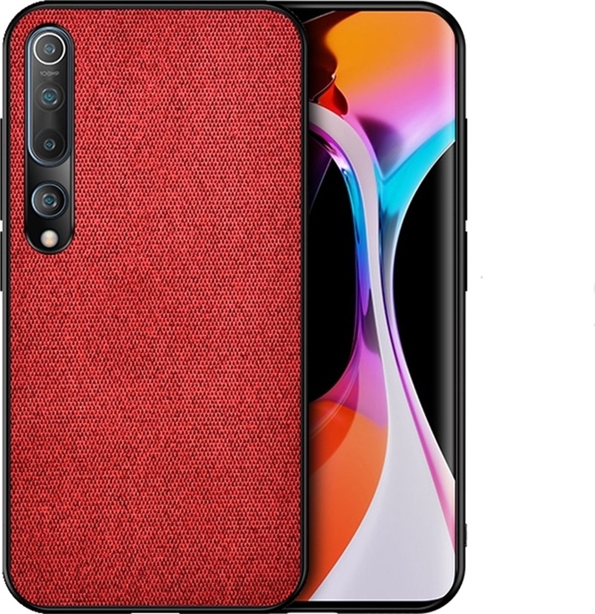 Mobigear Hoesje geschikt voor Xiaomi Mi 10 Telefoonhoesje Hardcase | Mobigear Fabric Backcover | Mi 10 Case | Back Cover - Rood