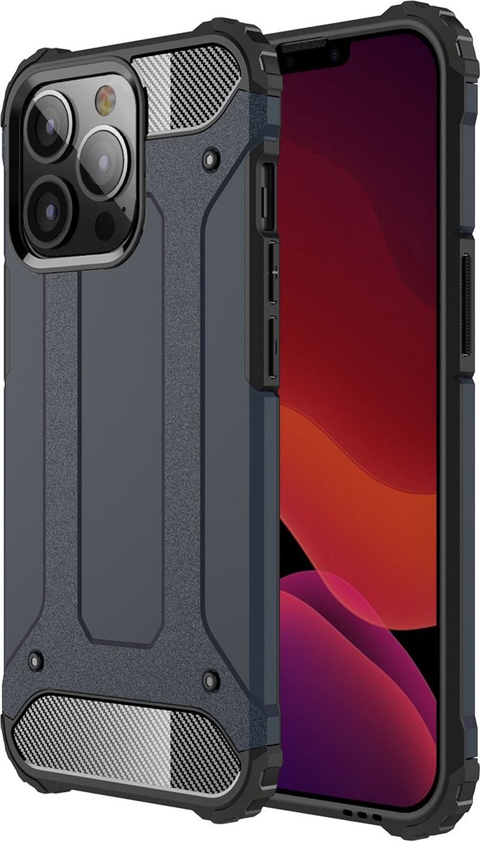 Mobigear Hoesje geschikt voor Apple iPhone 13 Pro Max Telefoonhoesje Hardcase | Mobigear Outdoor Backcover Shockproof | Schokbestendig iPhone 13 Pro Max Telefoonhoesje | Anti Shock Proof - Marineblauw