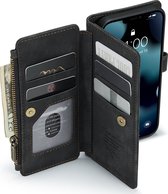 Caseme Telefoonhoesje geschikt voor Apple iPhone 13 Hoesje | Caseme Bookcase Portemonnee | Pasjeshouder voor 7 Pasjes | Telefoonhoesje voor Pinpas / OV Kaart / Rijbewijs - Zwart