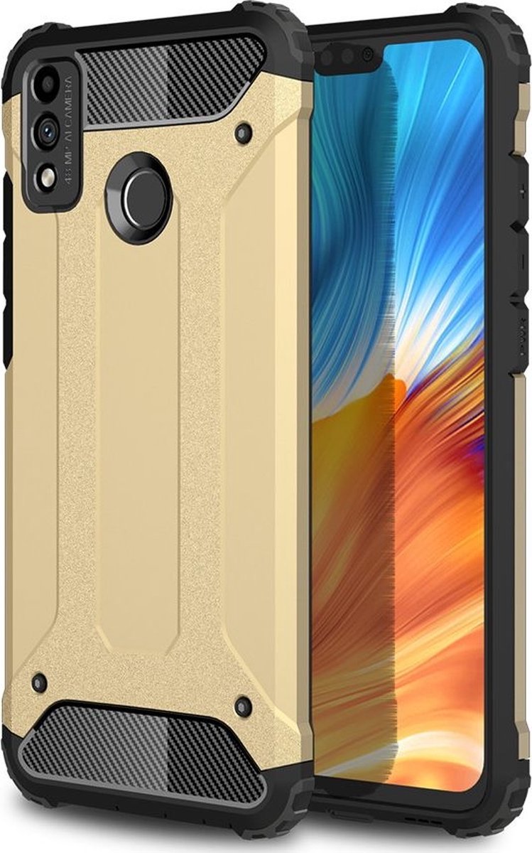 Mobigear Hoesje geschikt voor HONOR 9X Lite Telefoonhoesje Hardcase | Mobigear Outdoor Backcover Shockproof | Schokbestendig 9X Lite Telefoonhoesje | Anti Shock Proof - Goud