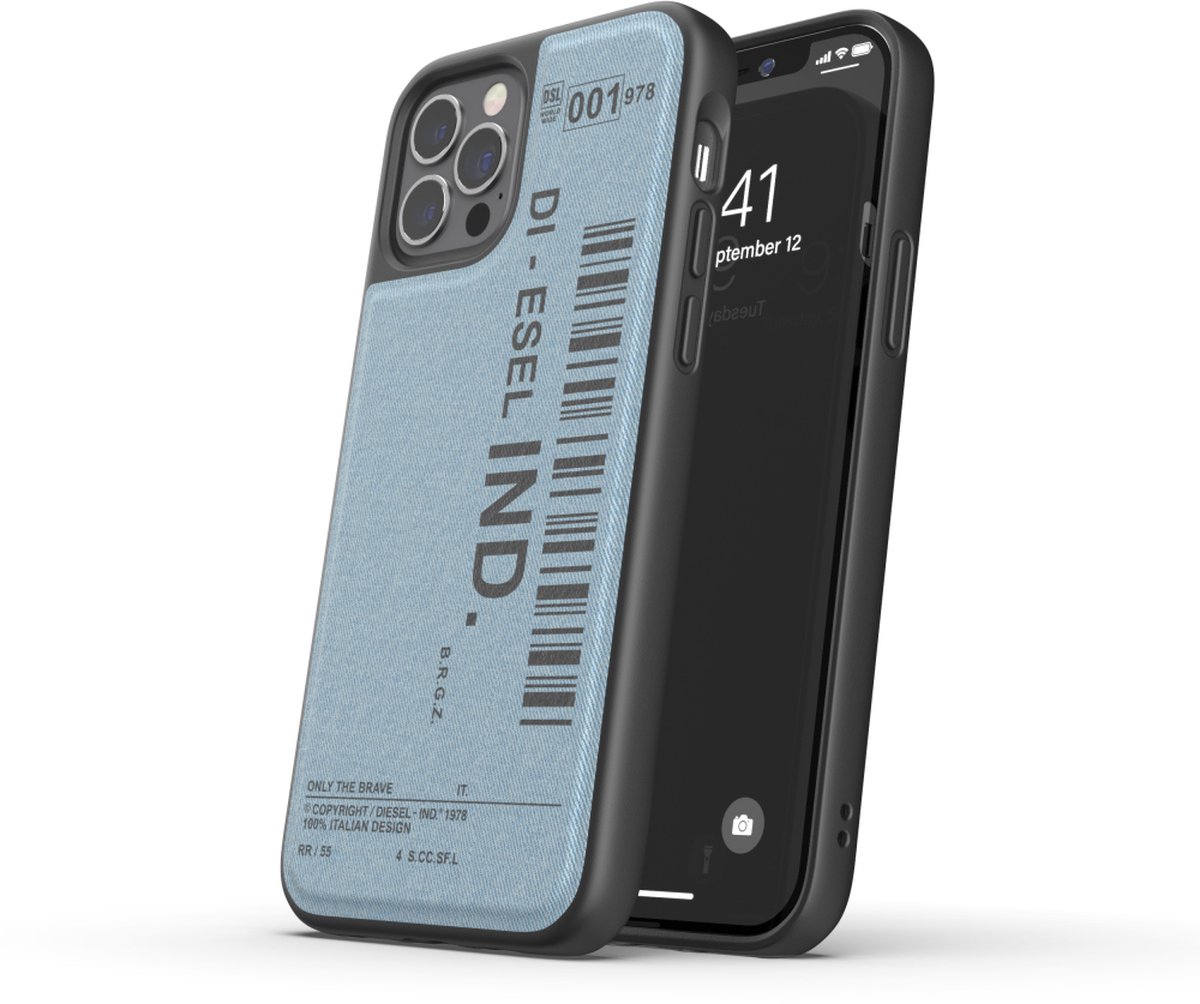 Apple iPhone 12 Hoesje - Diesel - Molded Serie - Hard Kunststof Backcover - Blauw - Hoesje Geschikt Voor Apple iPhone 12