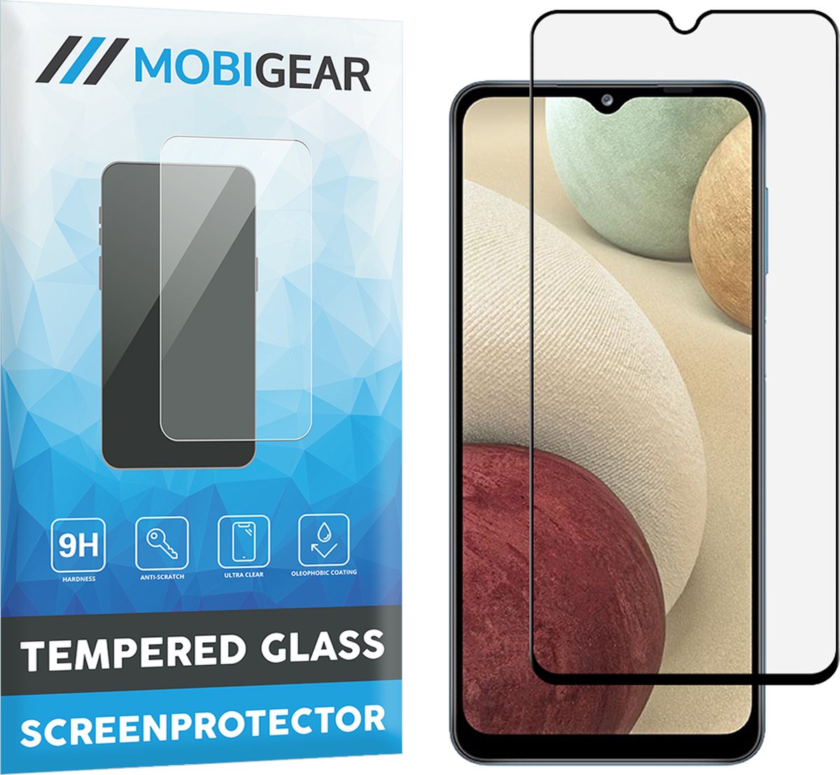 Mobigear Screenprotector geschikt voor Samsung Galaxy A12 Glazen | Mobigear Premium Screenprotector - Case Friendly - Zwart