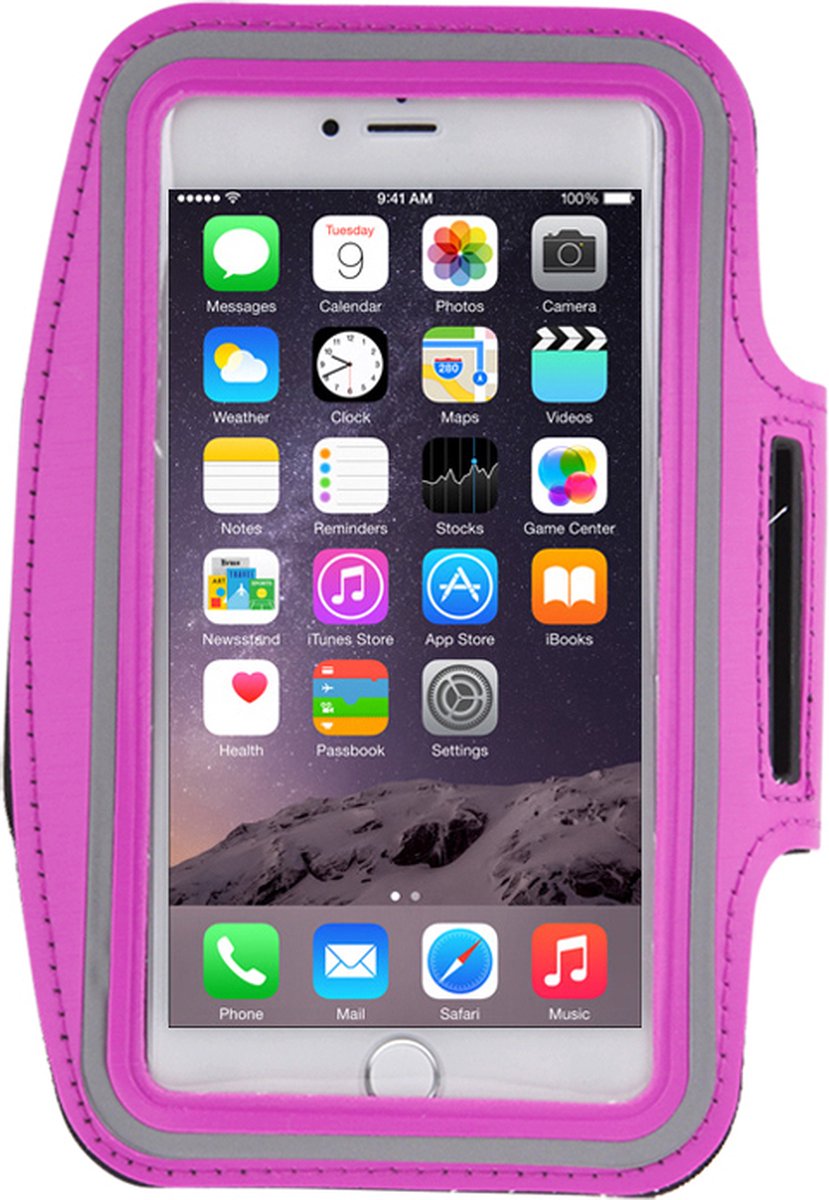 Mobigear Telefoonhoesje geschikt voor Telefoonhouder Hardlopen Apple iPhone 6s Plus Sport Hoesje Neopreen | Mobigear Sportarmband - Magenta