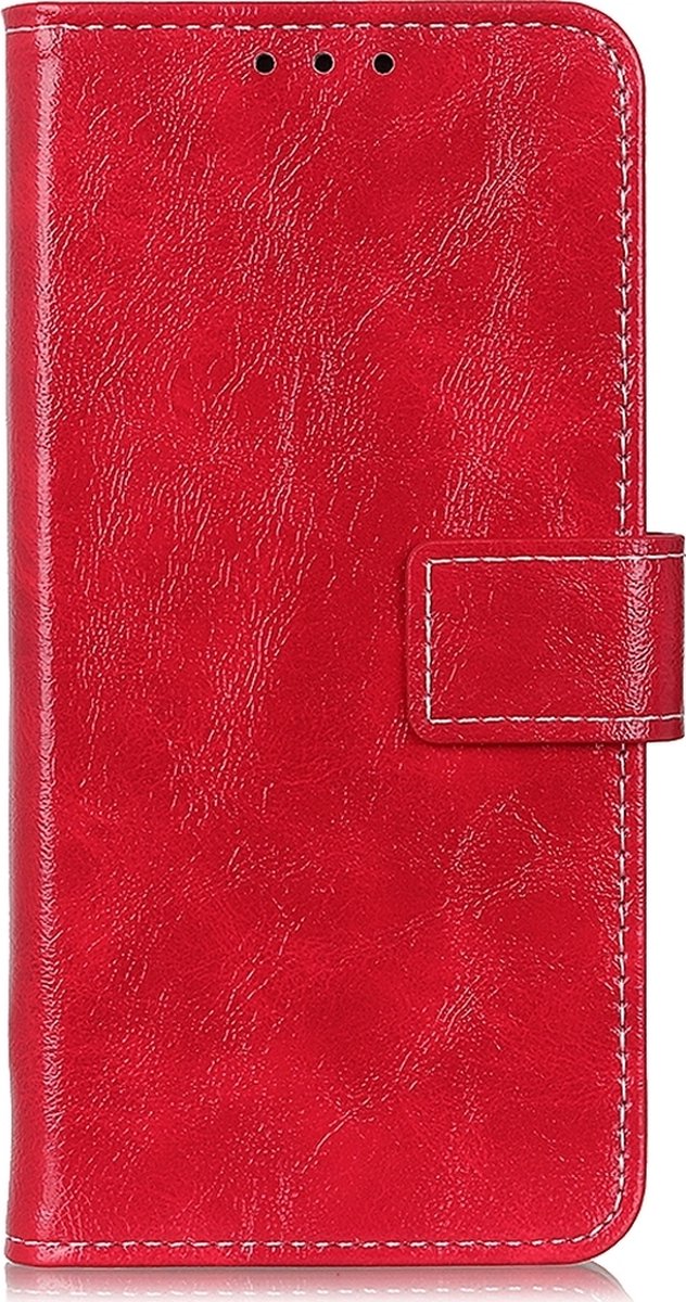 Mobigear Telefoonhoesje geschikt voor Samsung Galaxy A21 Hoesje | Mobigear Basic Bookcase Portemonnee | Pasjeshouder voor 3 Pasjes | Telefoonhoesje voor Pinpas / OV Kaart / Rijbewijs - Rood