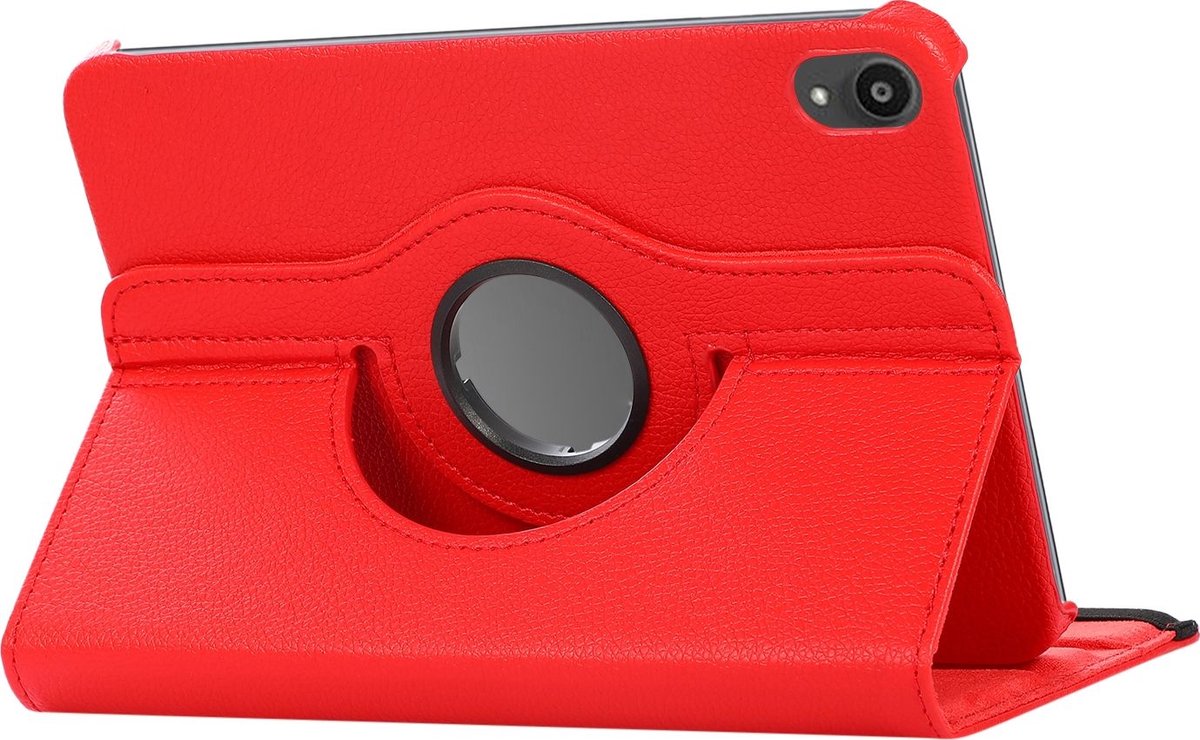 Mobigear Tablethoes geschikt voor Apple iPad Mini 6 (2021) Hoes | Mobigear DuoStand Draaibare Bookcase - Rood