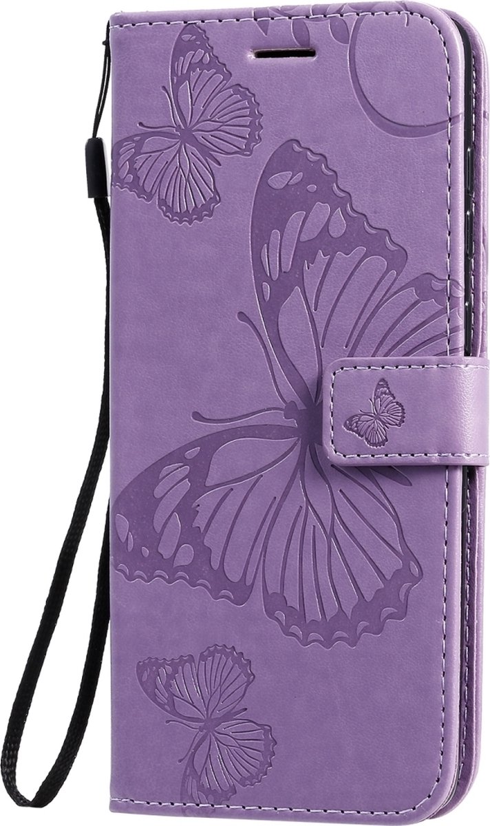 Mobigear Telefoonhoesje geschikt voor Samsung Galaxy A71 Hoesje | Mobigear Butterfly Bookcase Portemonnee | Pasjeshouder voor 2 Pasjes | Telefoonhoesje voor Pinpas / OV Kaart / Rijbewijs - Paars