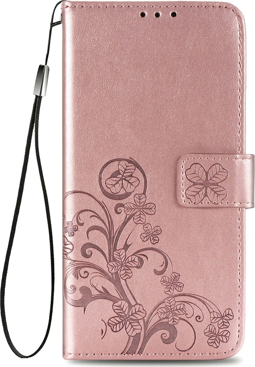 Mobigear Telefoonhoesje geschikt voor Samsung Galaxy A32 4G Hoesje | Mobigear Clover Bookcase Portemonnee | Pasjeshouder voor 3 Pasjes | Telefoonhoesje voor Pinpas / OV Kaart / Rijbewijs - Roségoud