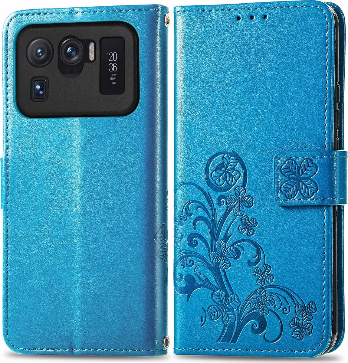 Mobigear Telefoonhoesje geschikt voor Xiaomi Mi 11 Ultra Hoesje | Mobigear Clover Bookcase Portemonnee | Pasjeshouder voor 3 Pasjes | Telefoonhoesje voor Pinpas / OV Kaart / Rijbewijs - Blauw