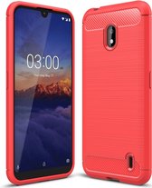 Mobigear Hoesje geschikt voor Nokia 2.2 Telefoonhoesje Flexibel TPU | Mobigear Brushed Slim Backcover | 2.2 Case | Back Cover - Rood