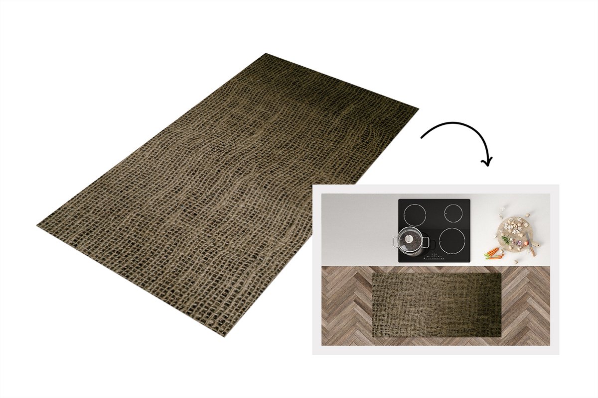 KitchenYeah Keukenloper - Loper keuken - Jute - Bruin - Licht - Keukenloper vinyl, foto 2