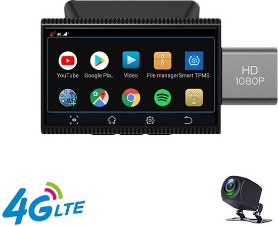 Foto: Techu dashcam voor en achter camera m12 zwart dashboardcamera 3 scherm full hd 1080p gps wifi 150 wijdhoeklens nachtvisie loop recording bewegingssensor g sensor parkeermodus incl achteruitrijcamera