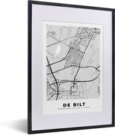 Fotolijst incl. Poster Zwart Wit- De Bilt - Stadskaart - Zwart Wit - Kaart - Plattegrond - Nederland - 30x40 cm - Posterlijst