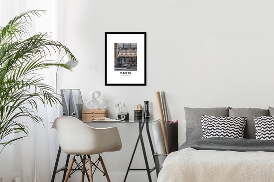 Fotolijst incl. Poster - Parijs - Frankrijk - Café - 30x40 cm - Posterlijst