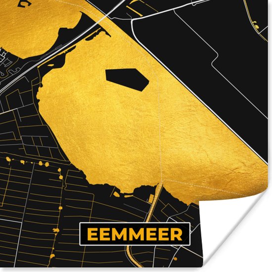 Poster Kaart - Plattegrond - Stadskaart - Nederland - Eemmeer - 30x30 cm