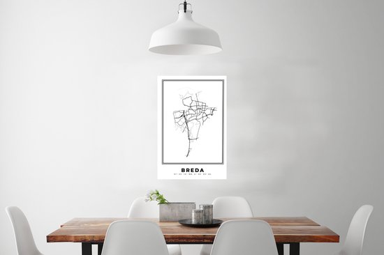 Affiche Nederland -Bas – Breda – Plan de Ville – Carte – Zwart Wit – Carte - 60x90 cm