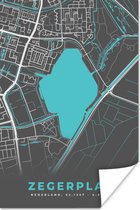 Poster Stadskaart - Zegerplas - Water - Plattegrond - Kaart - Nederland - 60x90 cm