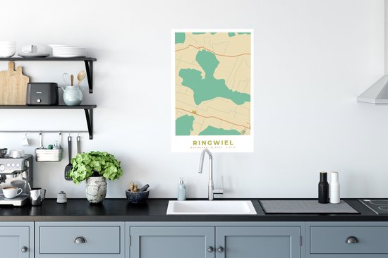 Poster Ringwiel - Stadskaart - Kaart - Plattegrond - Vintage - 40x60 cm