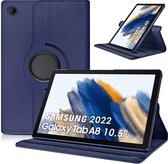 Revolving Samsung Tab A8 Case - Tab A8 10.5 (2022) Case Dark Blauw - Coque pour Samsung Galaxy Tab A8 10.5 (2022) - SM-X200 Eco- Cuir - Protection intégrale jusqu'à 2 mètres
