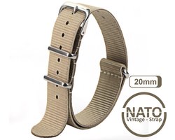 20mm Nato Strap Khaki - Vintage James Bond - Nato Strap collectie - Mannen - Horlogebanden - Kaki 20 mm bandbreedte voor oa. Seiko Rolex Omega Casio en Citizen