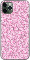 Geschikt voor iPhone 11 Pro Max hoesje - Meiden - Hartjes - Roze - Patronen - Girl - Kindje - Kinderen - Siliconen Telefoonhoesje
