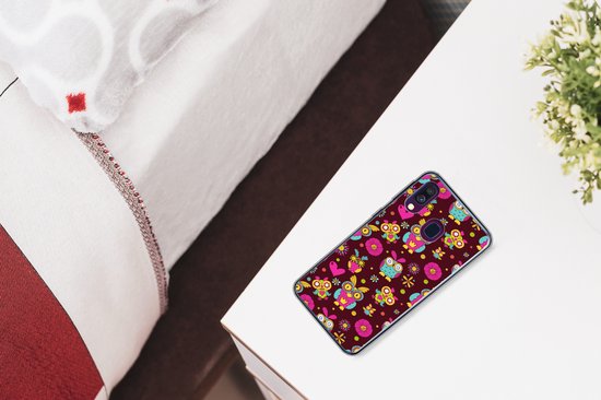 Telefoonhoesje Geschikt voor Samsung Galaxy A40 hoesje - Meisjes - Uil - Chocolade - Patronen - Girl - Kind - Kinderen - Siliconen Telefoonhoesje Telefoonhoesje