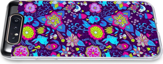Samsung Galaxy A80 hoesje - Meisjes - Konijn - Roze - Patronen - Girl - Kids - Kinderen - Siliconen Telefoonhoesje - SleevesAndCases