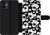 Bookcase Geschikt voor iPhone 12 telefoonhoesje - Meiden - Puzzel - Hart - Patronen - Girl - Kids - Kinderen - Met vakjes - Wallet case met magneetsluiting