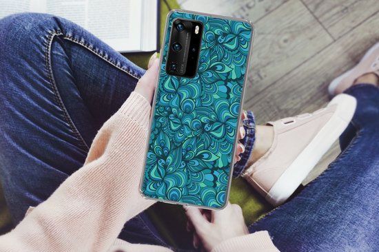 Coque Huawei P40 Pro - Design - Vintage - Blauw - Turquoise - Coque de téléphone en Siliconen -