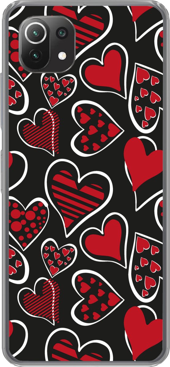 Telefoonhoesje Geschikt voor Xiaomi Mi 11 Lite hoesje - Meisjes - Hart - Liefde - Patronen - Girl - Kids - Kinderen - Kind - Siliconen Telefoonhoesje Telefoonhoesje