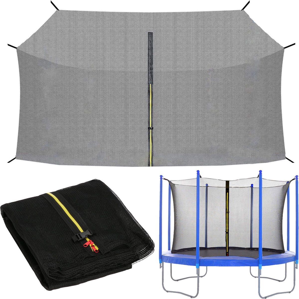 Springos Veiligheidsnet Trampoline | Trampoline Net | Geschikt voor 8 Palen | Ø 366 cm | Zwart – foto 6
