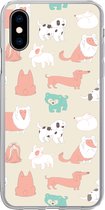 Geschikt voor iPhone X hoesje - Patroon - Hond - Puppy - Jongens - Meisjes - Kinderen - Kids - Siliconen Telefoonhoesje