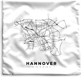 Kussenhoes 40x40 cm - Plattegrond – Hannover – Zwart Wit – Stadskaart - Kaart - Katoen / Polyester - Voor Binnen