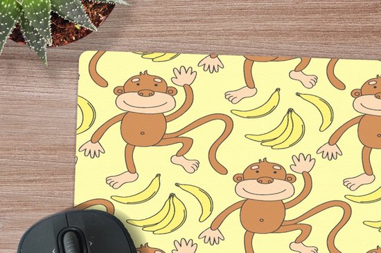 Muismat 20x20 cm - Mousepad Patroon - Aap - Banaan - Muismatten