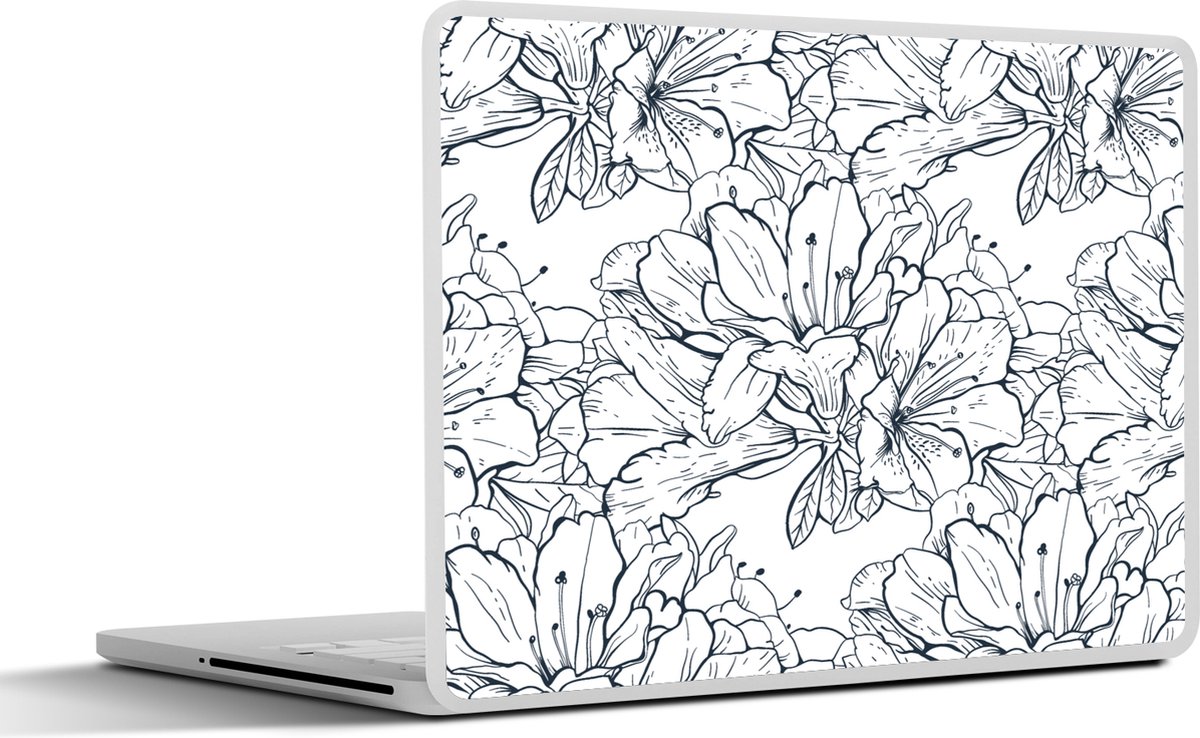 Laptop sticker - 17.3 inch - Bloemen - Patroon - Lijn - 40x30cm - Laptopstickers - Laptop skin - Cover