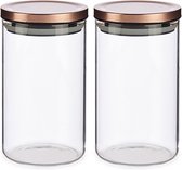 Set de 6 x bocaux de cuisine de luxe en verre / boîte de conservation 1000 ml - Bidons alimentaires de conservation couvercle hermétique or rose - 10 x 18 cm
