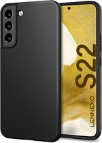 Zwart Hoesje Geschikt Voor Samsung Galaxy S22 - Zwarte Siliconen hoesje - TPU Back Cover Hoes - Zwart
