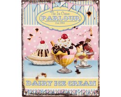 Clayre & Eef Tekstbord 20x25 cm Roze Ijzer Ijsjes Sweets Wandbord