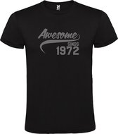 Zwart T-shirt ‘Awesome Sinds 1972’ Zilver Maat 3XL