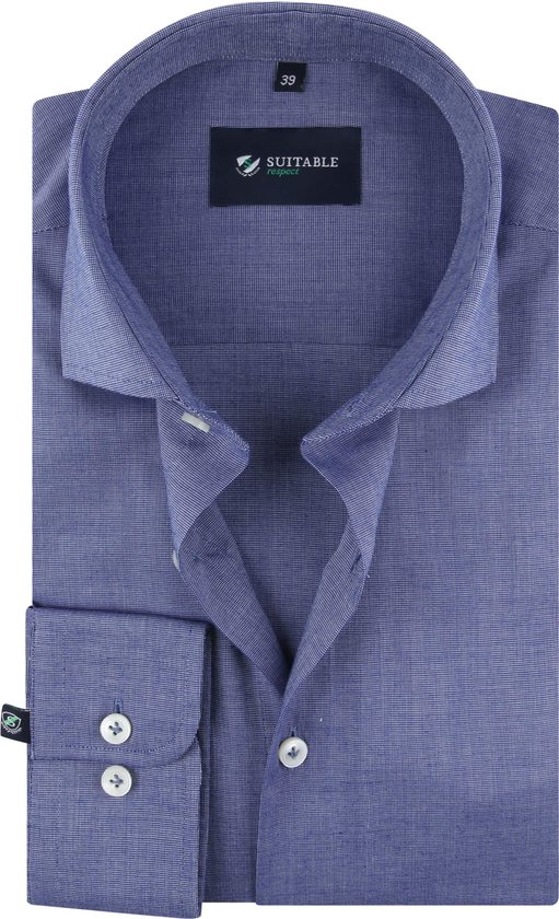 Suitable - Respect Overhemd Donkerblauw - 40 - Heren - Slim-fit