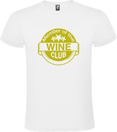 Wit T-shirt ‘Member Of The Wine Club’ Goud Maat S