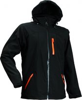 Lyngsøe Rainwear Softshell jas zwart met oranje rits details XXXL