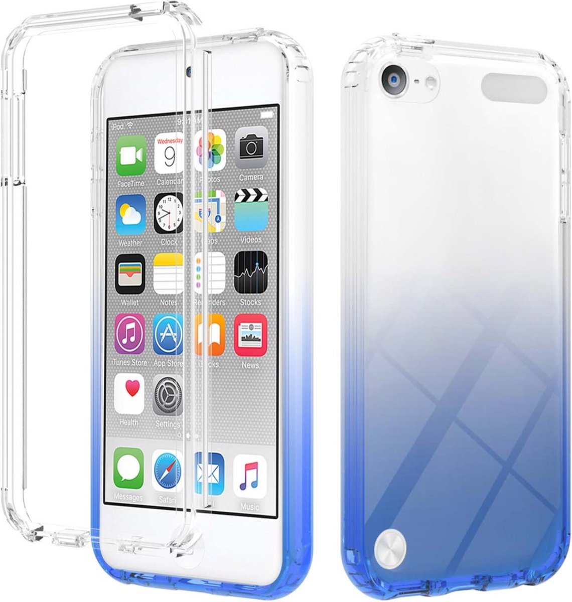 Peachy TPU hoesje geschikt voor iPod Touch 5, 6 en 7 - doorzichtig en blauw