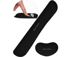 Polssteun toetsenbord zwart- Polssteun ergonomisch - Polssteun toetsenbord gel - Polssteun computer - Polssteun toetsenbord en muis van gel - Ergonomische polssteun set - Thuiswerken - Thuiswerkplek - Zwart - Inclusief e-book