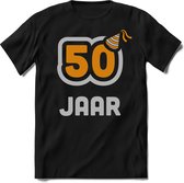 50 Jaar Feest kado T-Shirt Heren / Dames - Perfect Verjaardag Cadeau Shirt - Goud / Zilver - Maat S