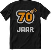 70 Jaar Feest kado T-Shirt Heren / Dames - Perfect Verjaardag Cadeau Shirt - Goud / Zilver - Maat M